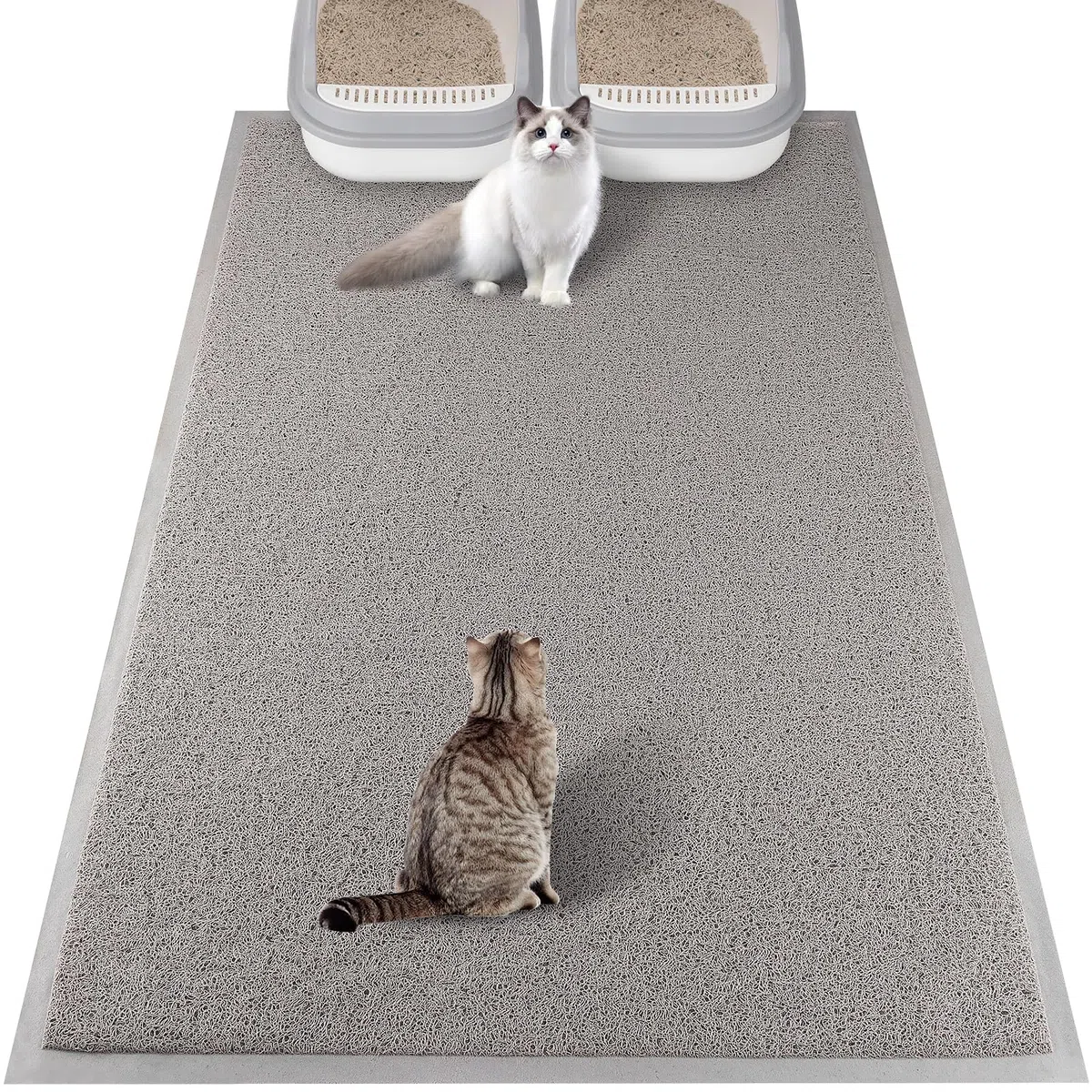 ondware Tappetino per lettiera per gatto, 120 x 80 cm, impermeabile, antiscivolo, facile da pulire, lavabile, per lettiera (grigio)
