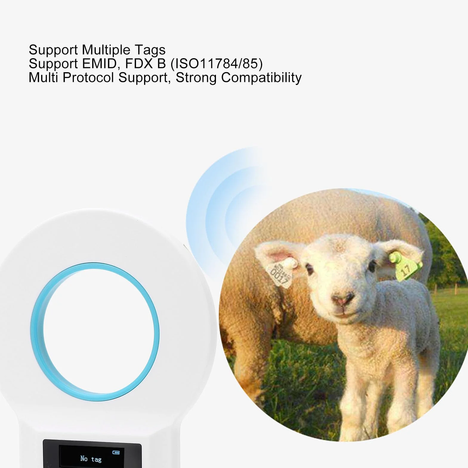 Scanner per Lettore di Microchip per Animali Domestici, Scanner ID Chip per Animali Domestici RFID con 128 Registrazioni di Archiviazione Dati, Scanner per Etichette Animali