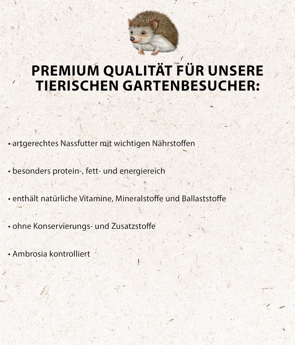 Dehner Natura Premium Menù per ricci, Cibo umido adatto alla specie, cibo completo e speciale, Alimentazione tutto l'anno, svernamento, ricco di proteine, 16 x 100 g.