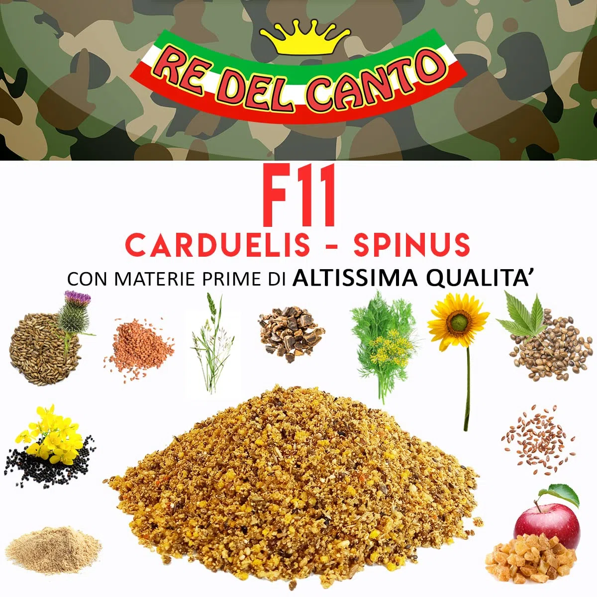 F11 Canto e Riproduzione - 1 Pack da 3kg - Pastone+Miscela Semi - Alimento per cardellini, lucherini, organetti, verzellini, cardinalini Venezuela, spinus, Mangime