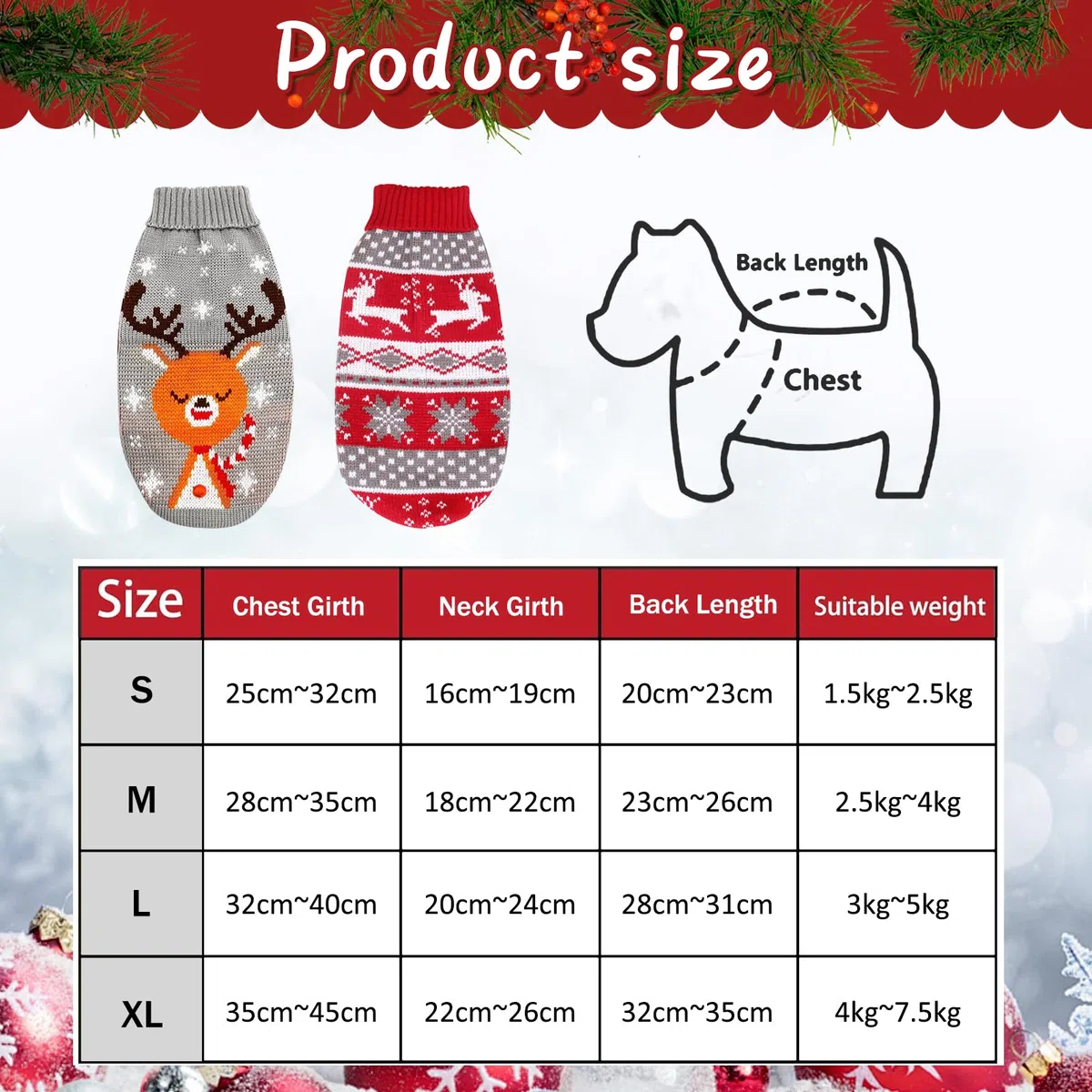 2 Pezzi Maglioncino Cane Natale, Maglione Natale Cane Gatto, Natales Maglione per Animali, Cucciolo di Canes Natales Maglia Magliones, per gattini e cani di piccola taglia (XL)