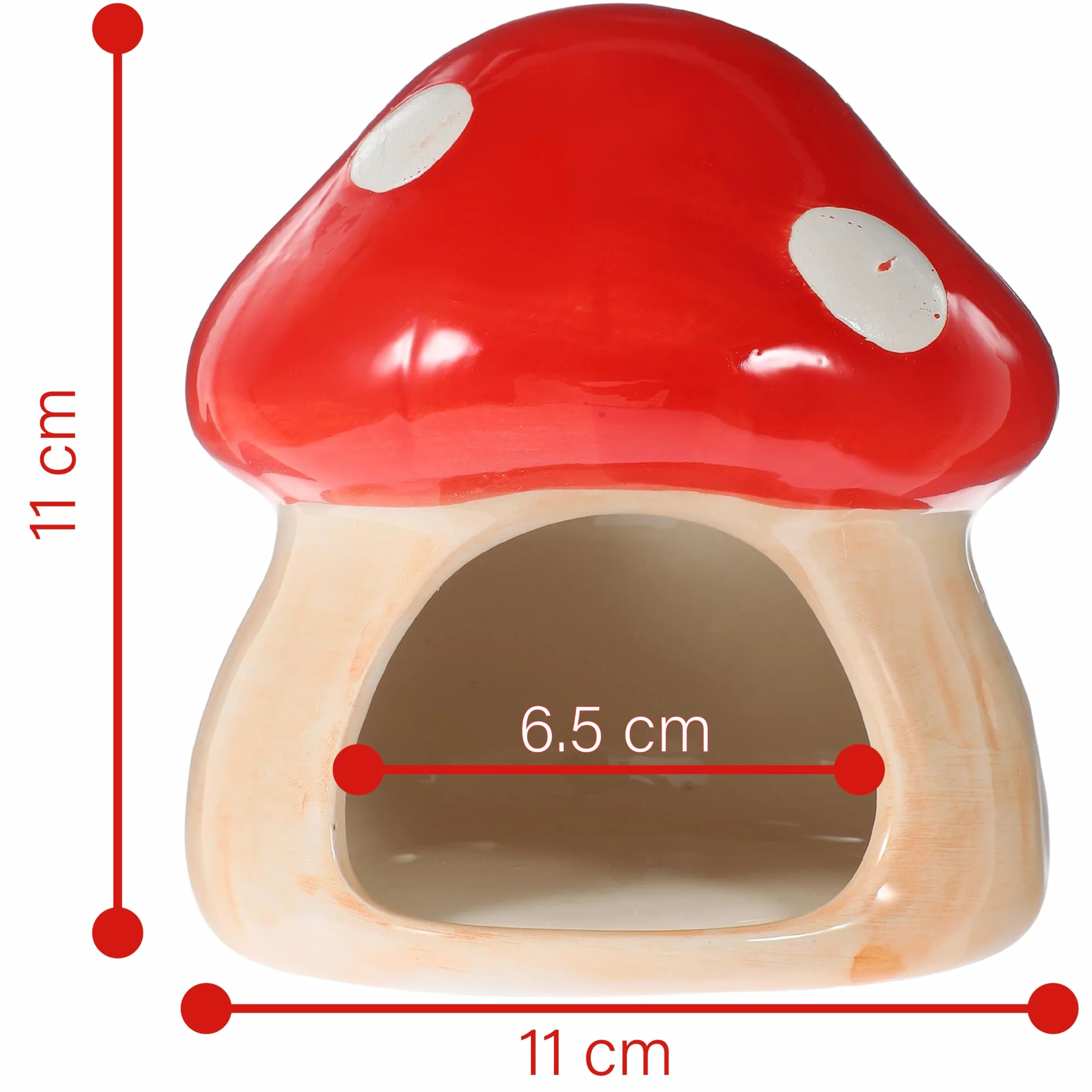 Casa in ceramica per criceti, unica casa in ceramica per criceti, nascondiglio in ceramica per criceti, casa a forma di fungo e habitat per criceti, per gerbilli, topi, cincillà, nascondiglio