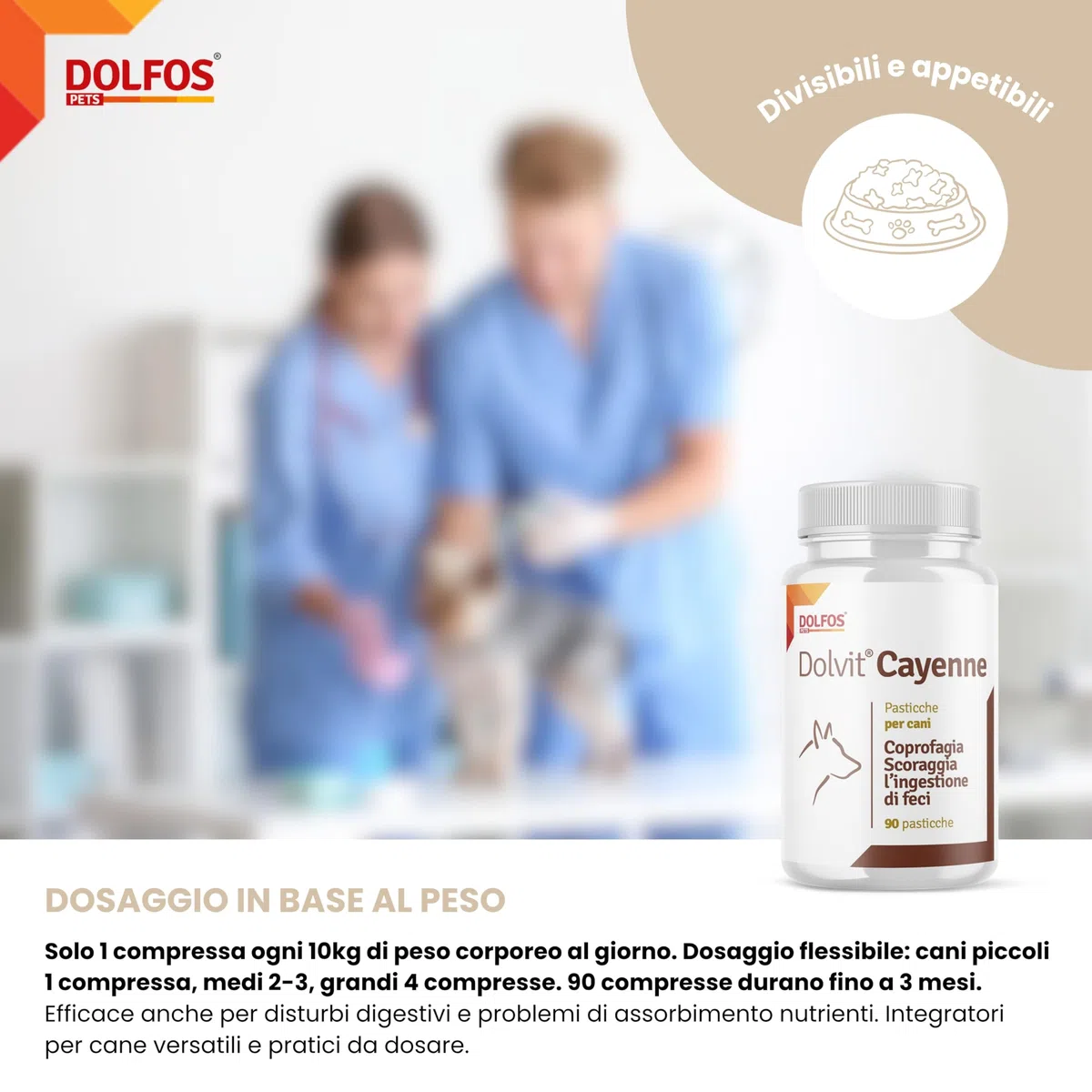 Dolvit Cayenne Coprofagia Cane - 90 Pastiglie masticabili disabituanti, Integratore naturale