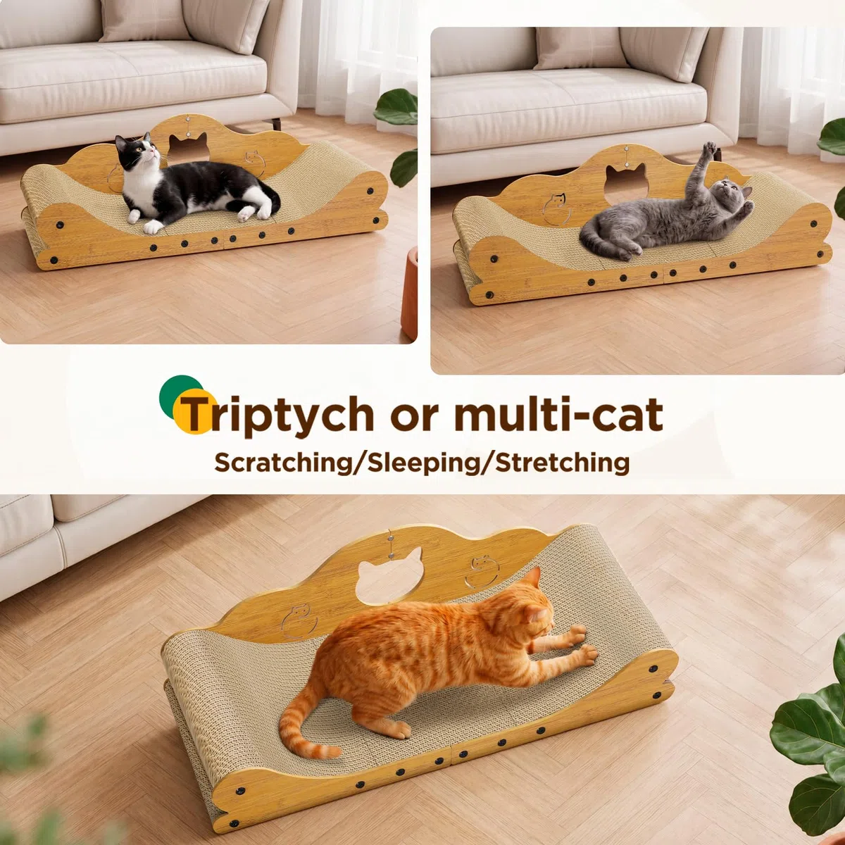 Gimars Tiragraffi per Gatti XXL 78 cm, Tappetino Graffi in Design Divano, Letto per Gatti & Protezione Mobili per Gatti Grandi e Case con più Gatti