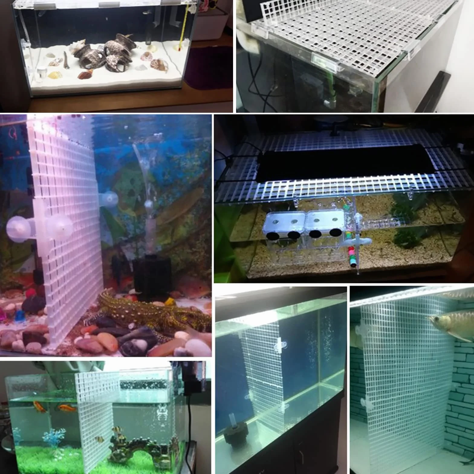 10 Pezzi Divisori per Acquario Bootoow Divisori Serbatoio di Pesce Serbatoio di Pesce Isolare Board con 20 Pezzi di Clip Ventosa（Bianco）