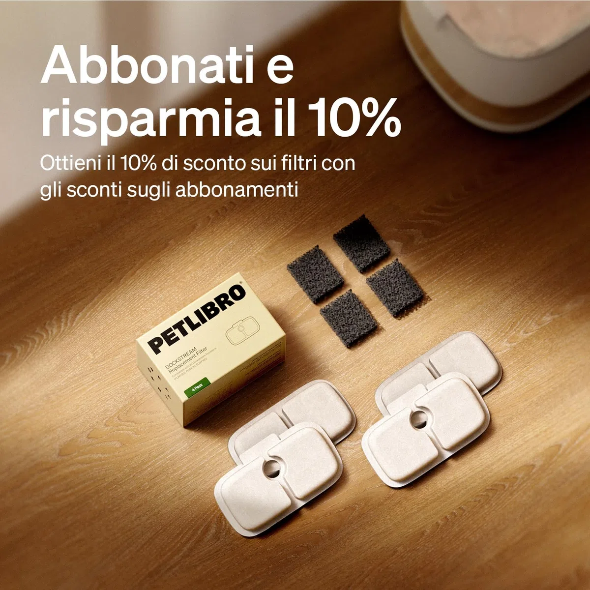 PETLIBRO Filtro Fontanella per Gatti, 4 Filtro di Ricambio per Fontana per Gatti Dockstream PLWF005, PLWF115, PLWF105, Filtro con Filtrazione Verticale per Fontanella Gatto Fontana Gatto