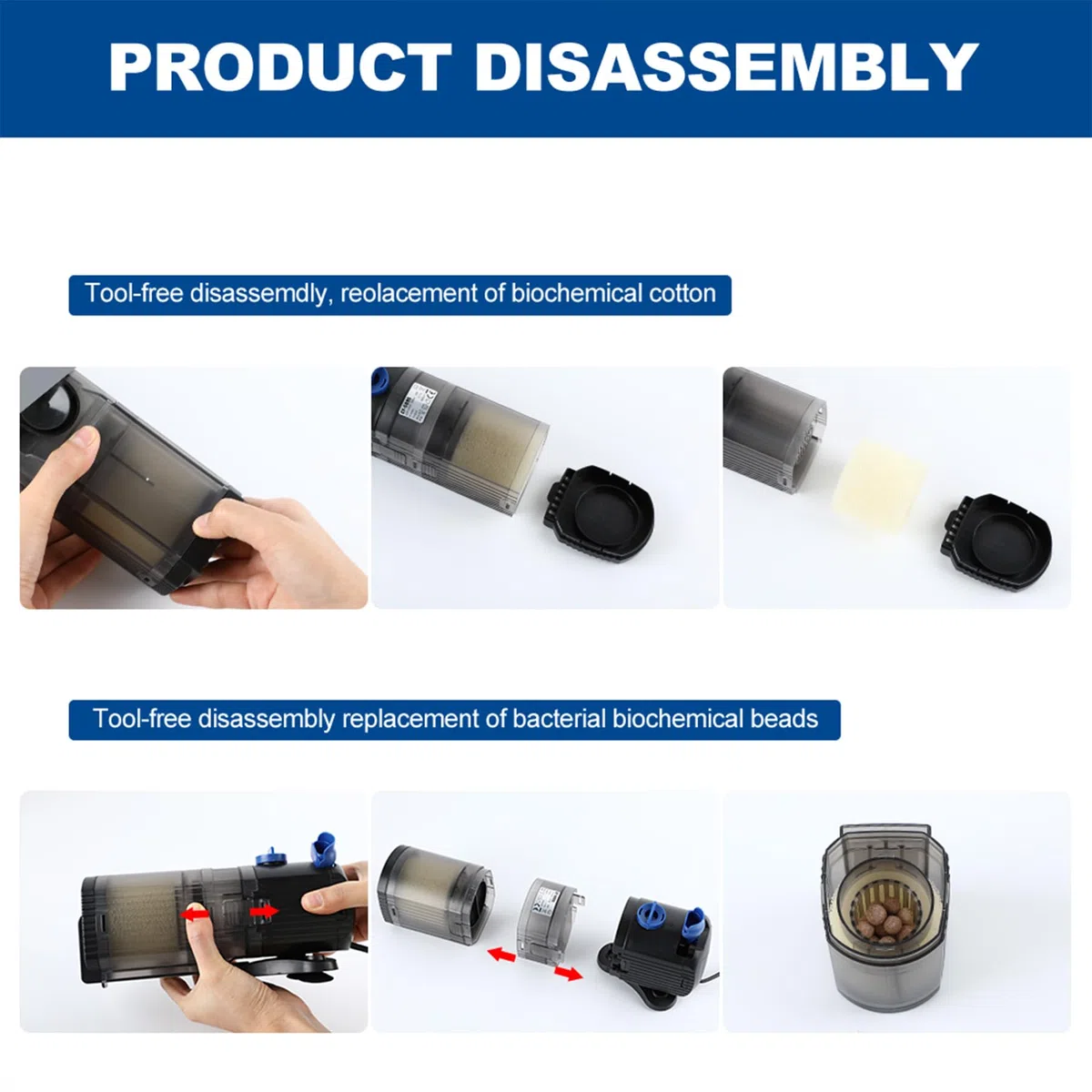 OMECO Filtro Interno per Acquario, Pompa Filtro Silenzioso 500 L/h, 8 W, 40 DB, Regolabile con Ossigeno, Accessori per Filtrazione, 30 L, 60 L, 120 L