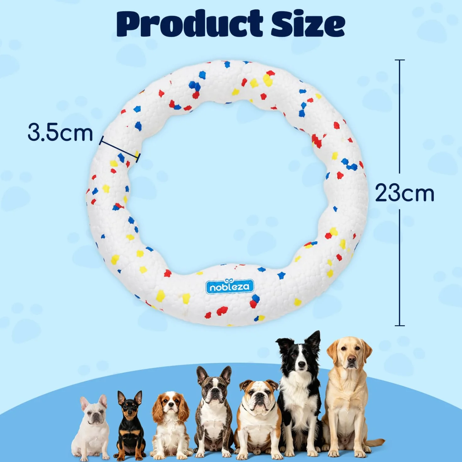 Nobleza Confezione da 2 Frisbee per Cani Anello di Trazione, Giocattolo Robusto per Masticatori Aggressivi, Disco Volante Leggero Galleggiante per Addestramento in Acqua e Giardino, Bianco 23cm