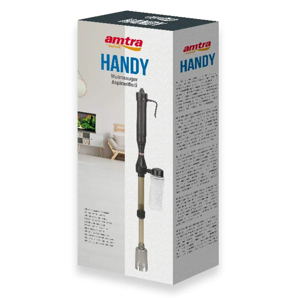 Amtra Handy - Aspirarifiuti per acquario a batteria, Kit di Pulizia Acquario, Per Acquari E Tartarughiere, Sifone per cambio dell'acqua, Calzetta sostituibile