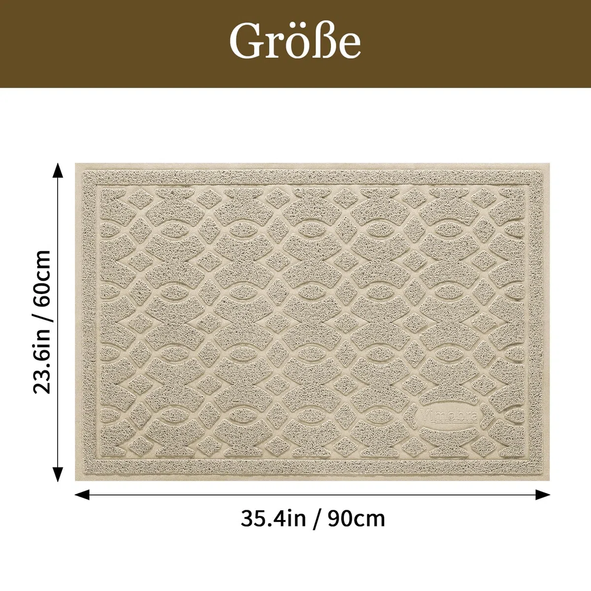 Yimobra Tappetino per lettiera per gatti, 90 x 60 cm, impermeabile, antiscivolo, facile da pulire, colore: beige