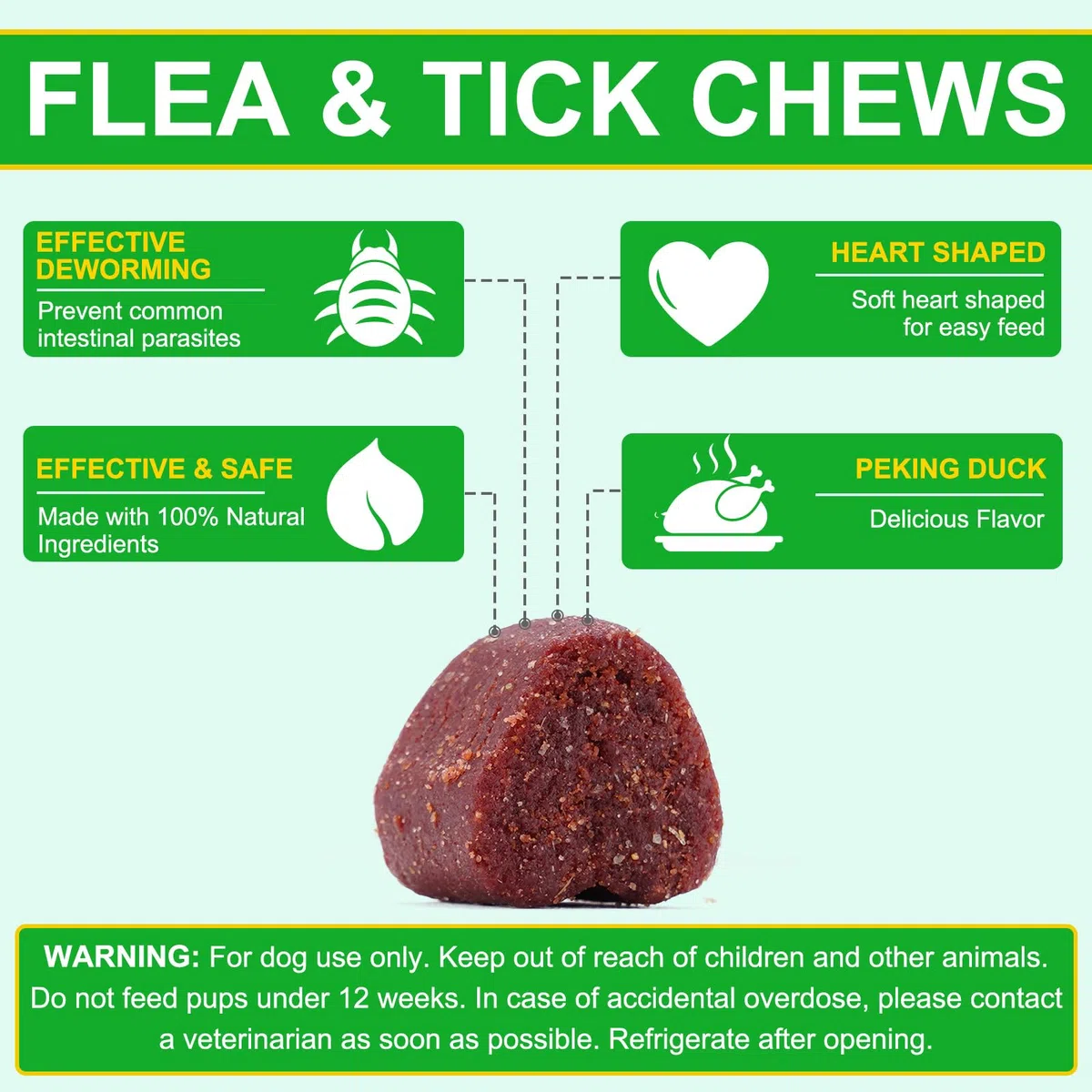 Masticabili Per La Prevenzione Di Pulci E Zecche Per Cani, Compresse Morbide Tick Shield, Integratore Naturale Pillole Orali Facili Da Usare Per La Protezione Contro I Parassiti(375G,150Masticabili)