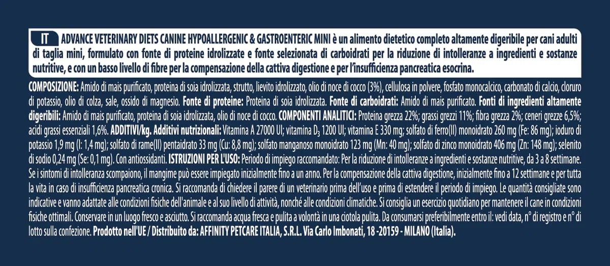 Advance Veterinary Diets Hypoallergenic, Cibo per Cani Mini, 2kg