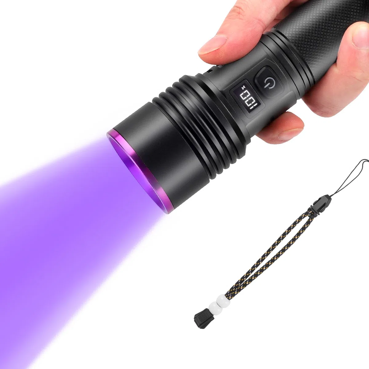 Torcia UV 20W 365NM Luce Nera Torcia con USB Ricaricabile Luce UV 7000mAh Lampada per Animali Domestici Rilevamento Urine Ricerca Ambra Scorpione Resina Vetro Urango