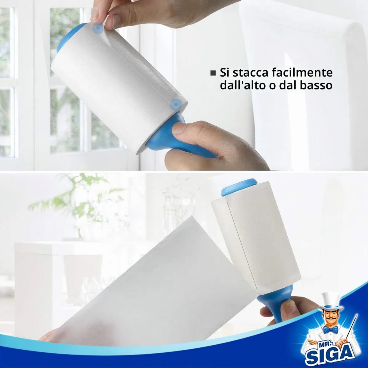 MR.SIGA Rimozione peli extra appiccicosi del rullo per animali domestici con fogli facili da strappare, 450 fogli in totale, confezione da 5, blu