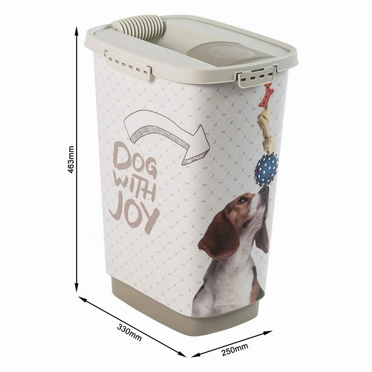 Rotho MyPet Cody Contenitore per Alimenti per Animali Domestici con Coperchio e Dispositivo di Versamento, Plastica (PP) senza BPA, Grigio (Antracite)/Bianco, 25 L, 33.0 x 25.0 x 46.3 cm