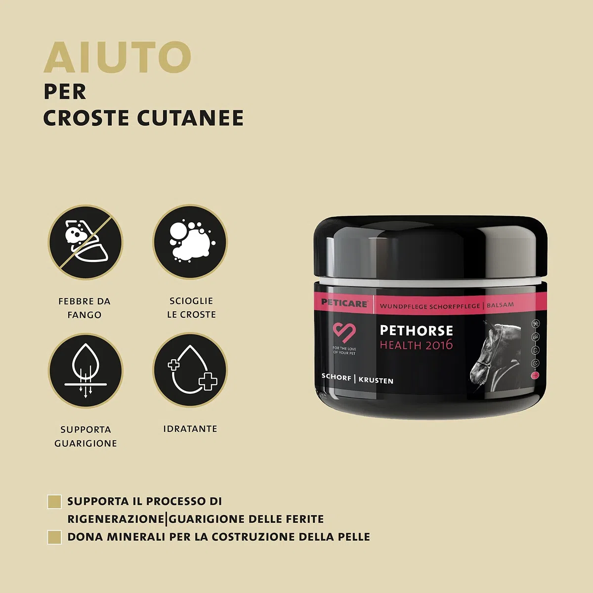 Peticare Unguento Croste e Ferite Cavalli – Scudo Sollievo Immediato per Ragadi – Senza Chimica – Accelera Rigenerazione – Pomata Cura Ferite