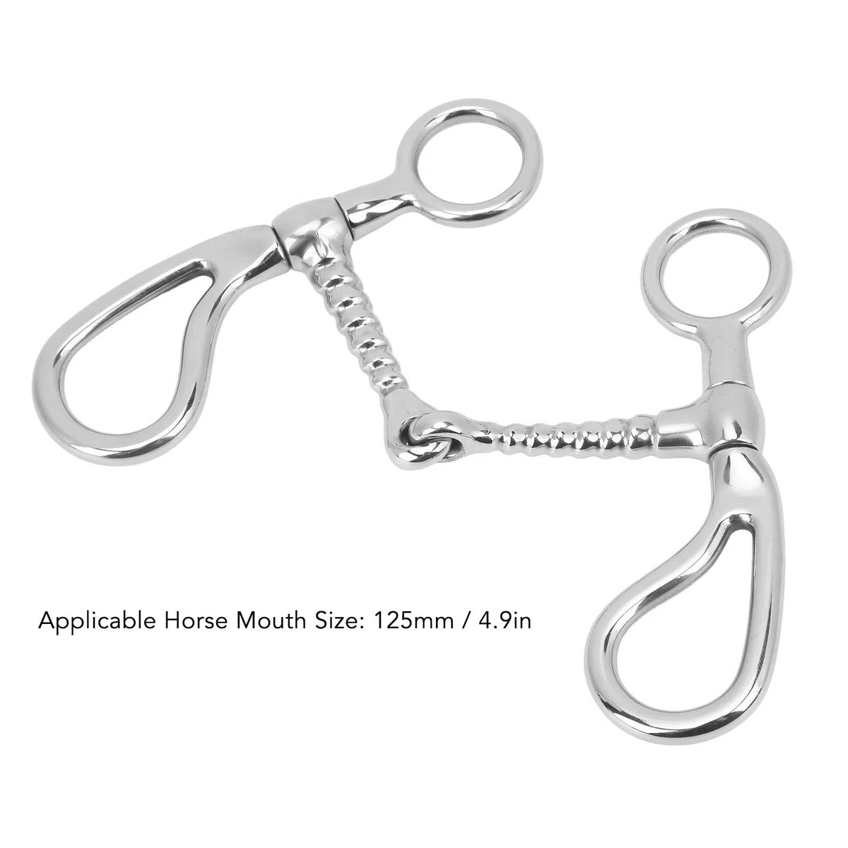 Boccone per Cavalli da 125 mm, boccone da Snaffle in Acciaio Inox da 4,9 Pollici per Briglia da Cavallo, boccone per Cavalli ad Anello O di Spessore per l'addestramento equestre