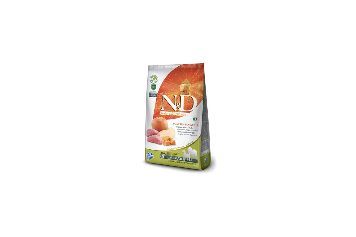 N&D PUMPKIN DOG WILD BOAR & APPLE ADULT MEDIUM & MAXI 12 KG