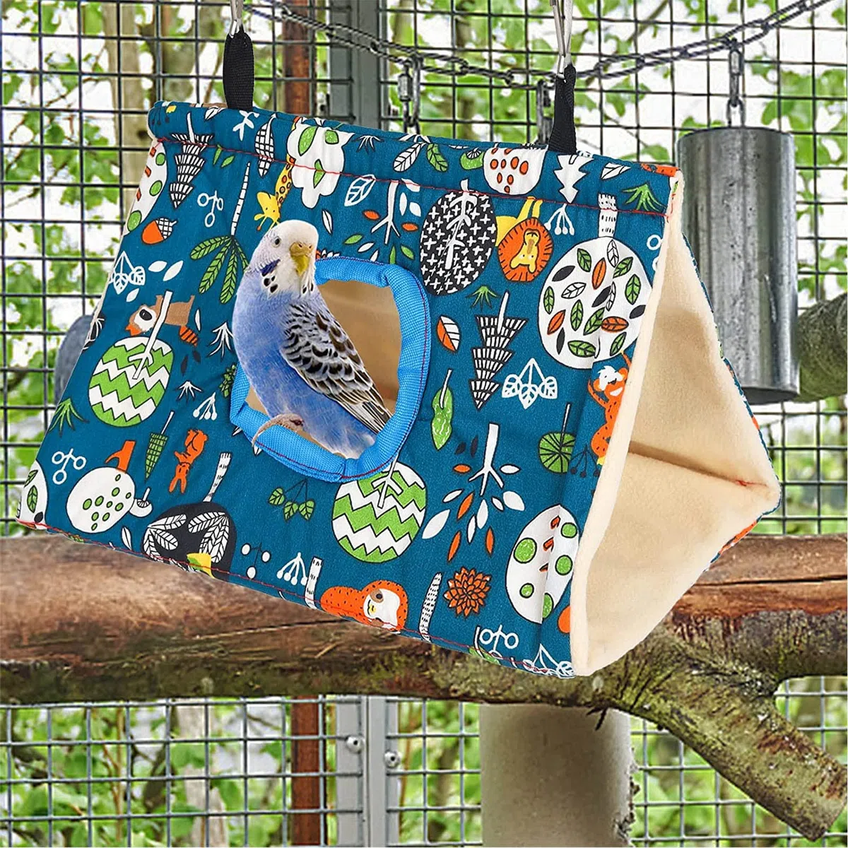 Bird Pappagallo Nido, Amaca per Uccelli Nido per Pappagalli, Nido per Pappagalli Invernale Calda, Pappagallo D'Inverno Caldo Amaca per Pappagalli, Parrocchetti Ondulati Lovebird(M, Blu)