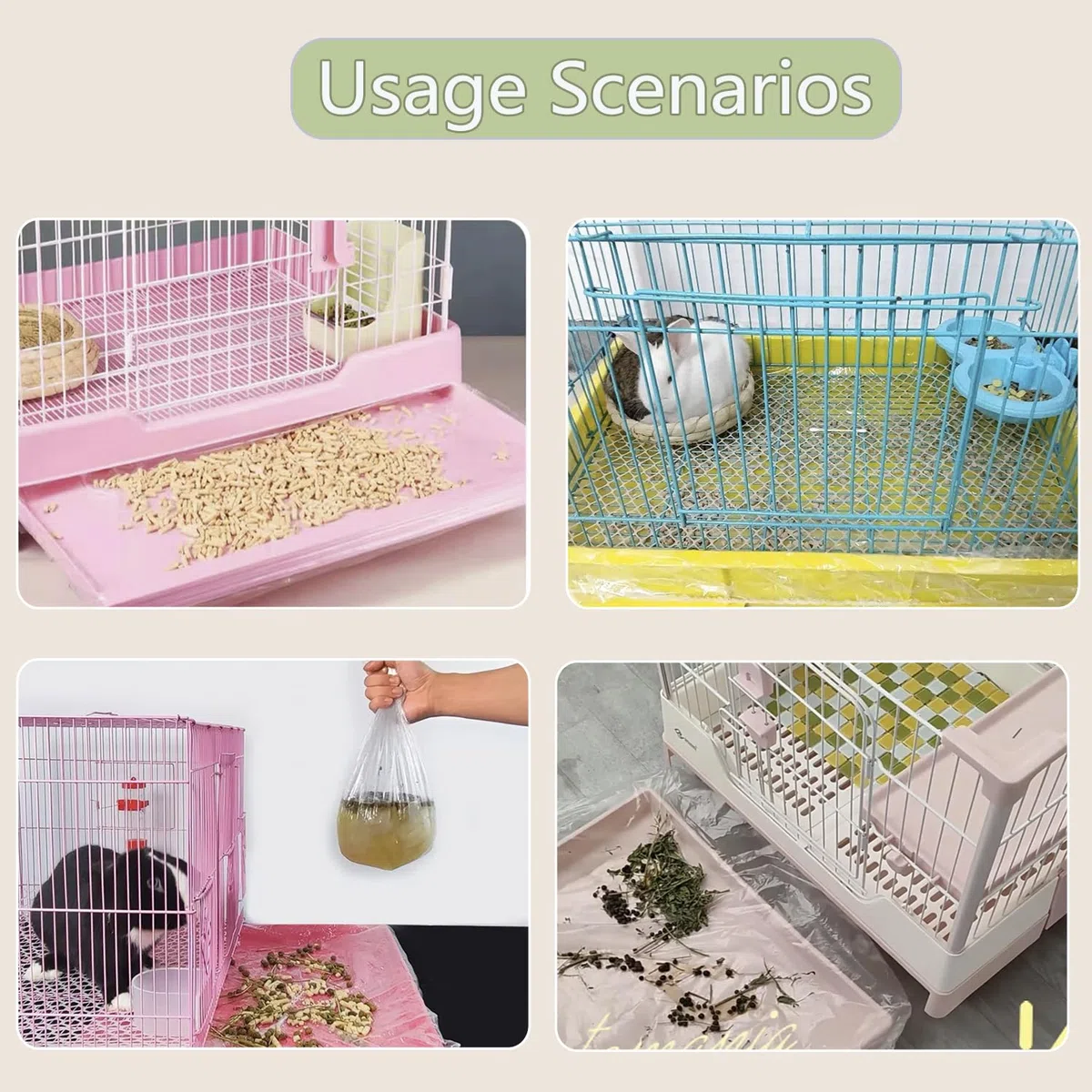 Fodere per Gabbie Monouso, Pellicola per Gabbia di Coniglio, 50 Pezzi Film Plastico per Gabbia di Coniglio per per Coniglietto Criceto Riccio Furetto e Piccoli Animali (Trasparente, 70x50cm)