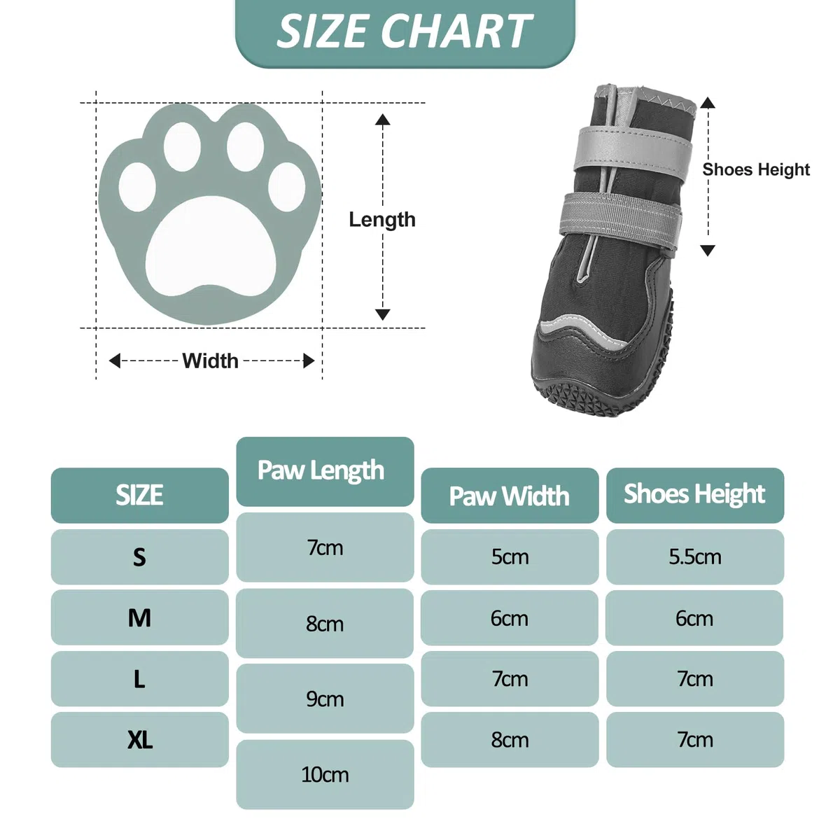 Ohcozzy Impermeabili Scarpette Cane, Stivali per Cani Antiscivolo con Cinturini Riflettenti, Resistenti All'usura, Suola in Gomma Protezione Zampe Cane per Piccoli Medi Grandi 4 Pezzi(XL,Nero)