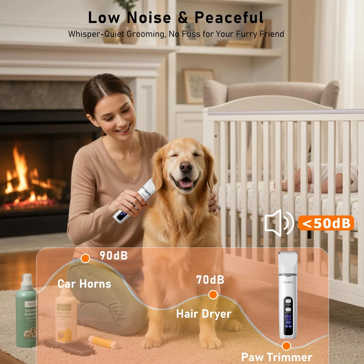 Tosatrice per cani per toelettatura, JIUWIIL Kit per toelettatura cani 4 in 1 Tosatrice con display LCD, Tosatrice per cani per unghie delle zampe, Rasoio Prodotti