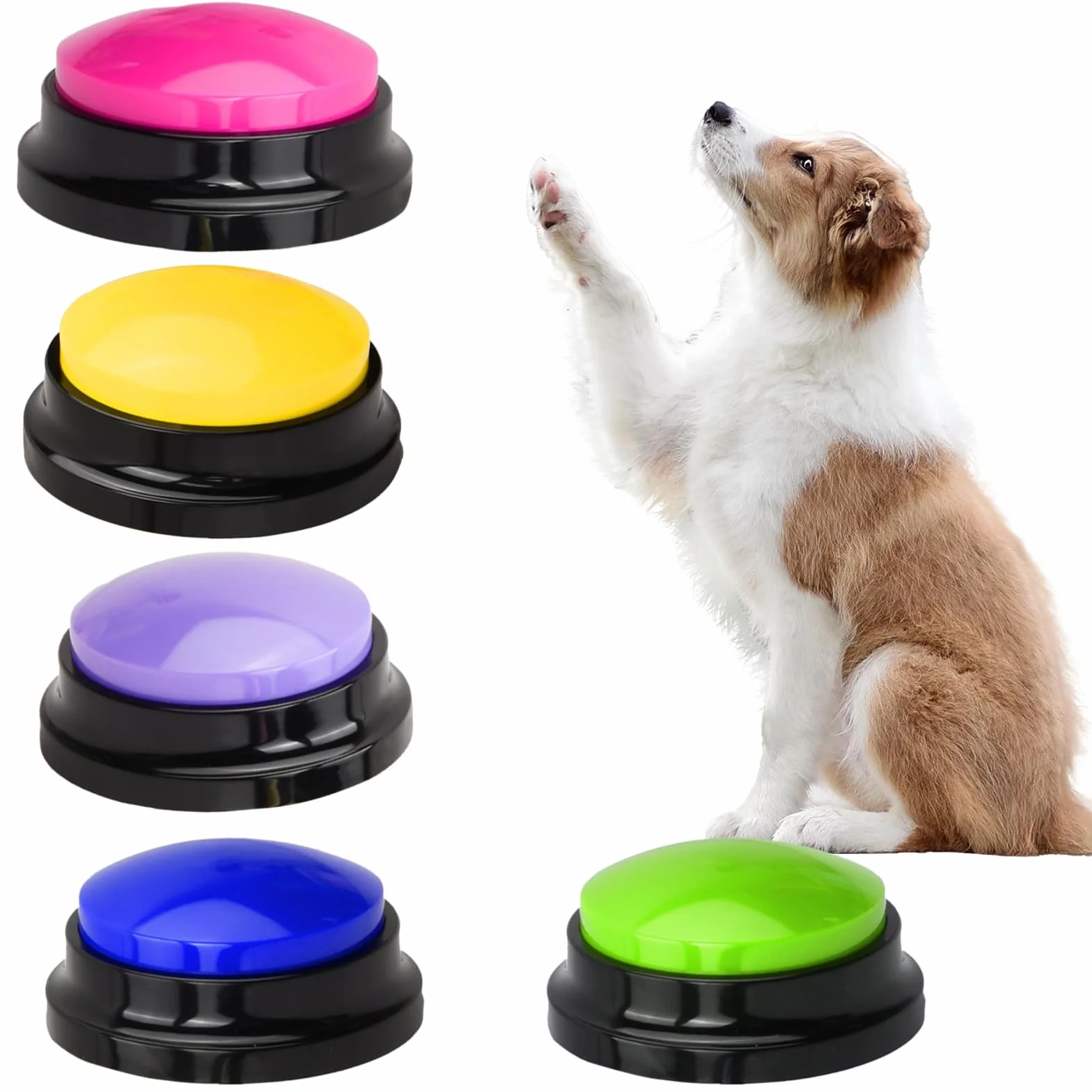 5 Pcs Pulsanti per Cani Parlare per Comunicazione e Addestramento, Cane Pulsante di Registrazione Vocale, Registrabili Cani Parlanti Bottone Cicalino Pulsante di Comunicazione per Animali Domestici