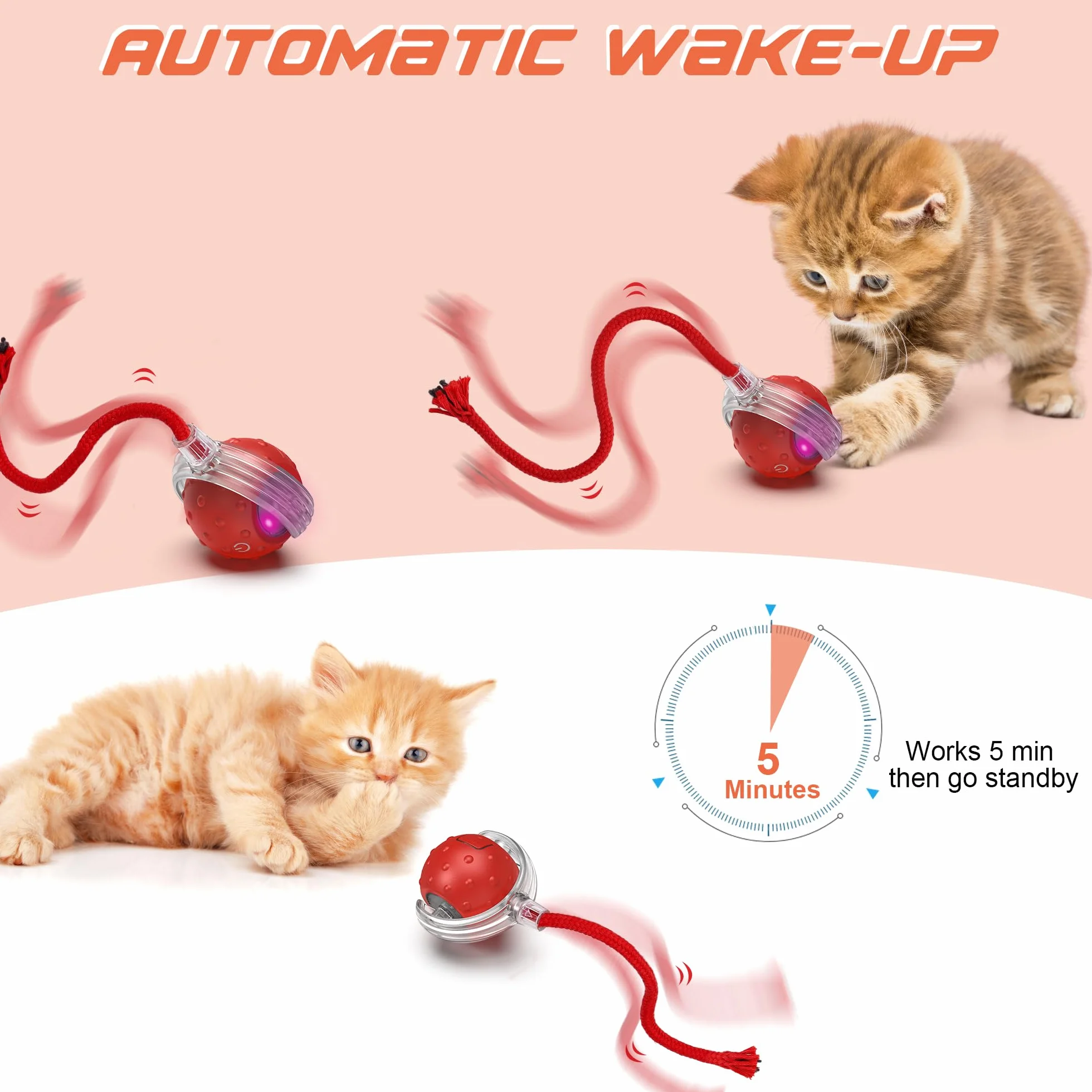 IOKHEIRA Giocattoli Interattivi per Gatti da Interno Giocattoli Elettrici per Gatti con Corda Lunga Rotazione Automatica