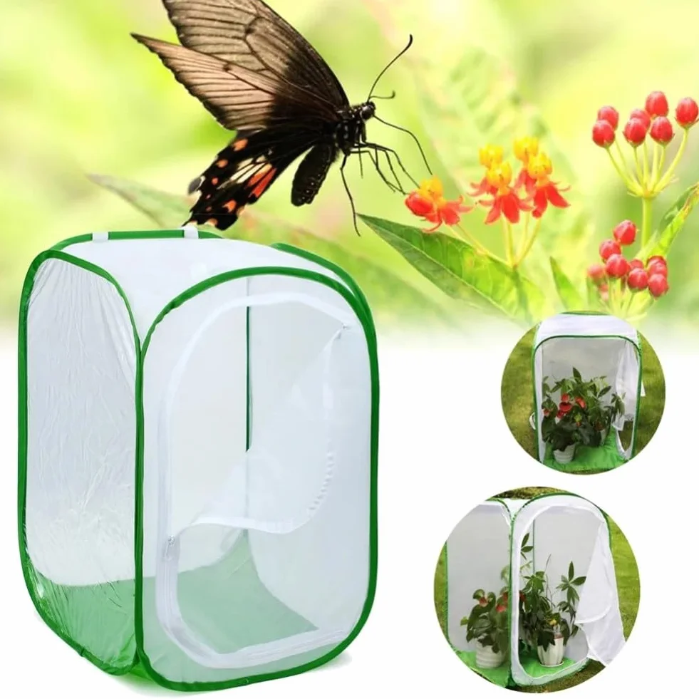 Rete Di Insetti Vegetali Gabbia Per Animali Farfalla Incubatrice Leggera Per Piantine Casetta Per Piante Pieghevole Con Cerniera A Gabbia Di Trasmissione Della Luce Ventilata 60 * 60 * 90cm