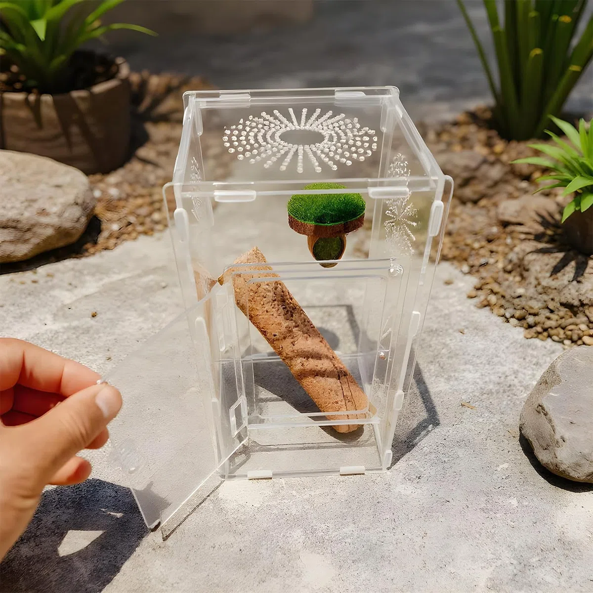 Habitat per ragni che saltano, terrario per piccoli rettili, 30 x 15 x 15 cm, recinzione completamente trasparente, design ventilato sicuro, dimensioni compatte, ideale per bambini, adulti