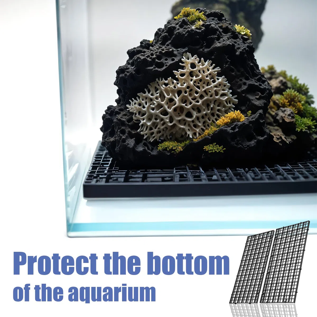 2 Pezzi 30 x 15 cm Divisori per Acquario, Griglia in Plastica per Isolamento, Filtrazione Fai da Te e Acquascaping (Nero)