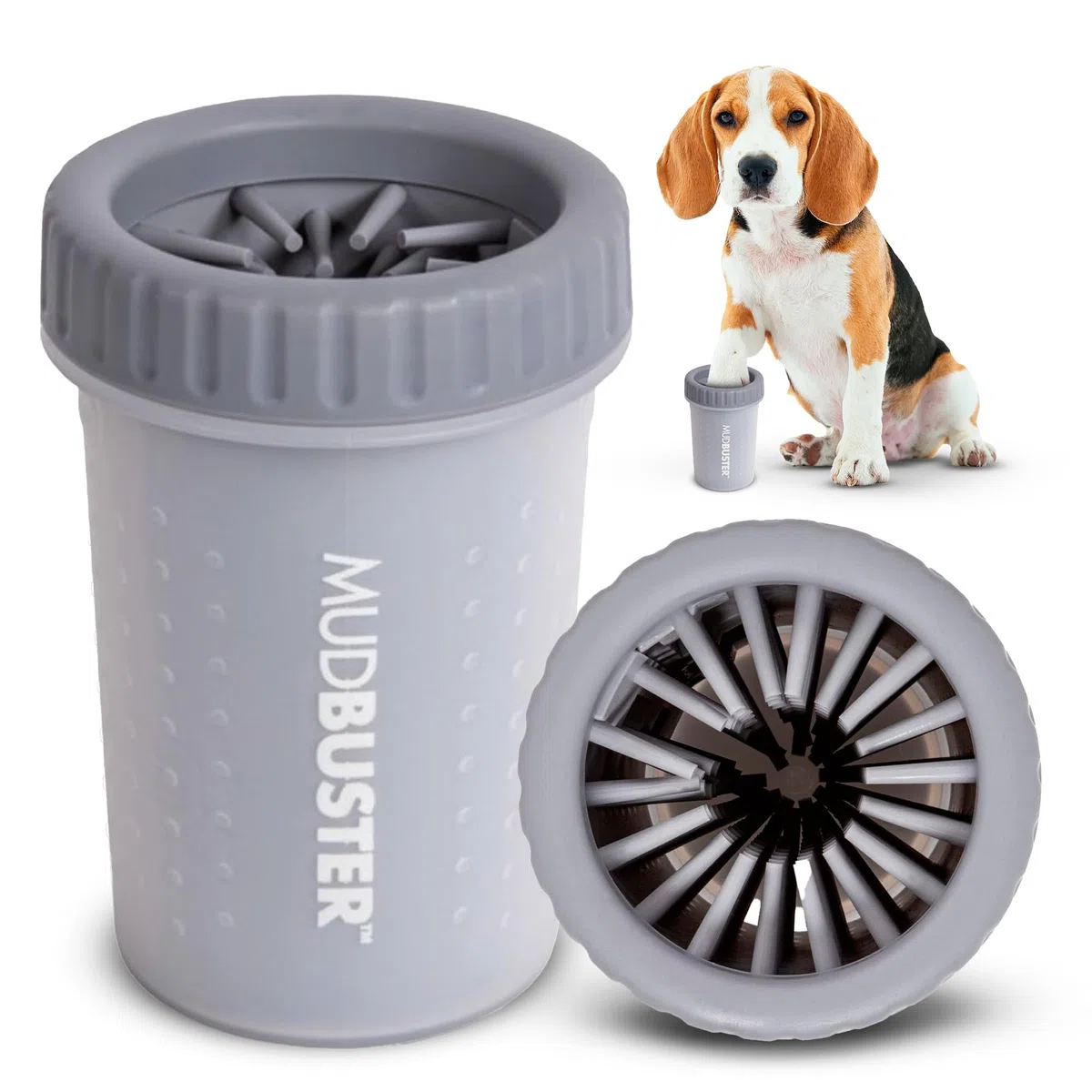 Dexas MudBuster - accessorio portatile per pulire le zampe del cane, misura media, colore grigio chiaro, accessori per animali domestici di alta qualità, autopulente, in silicone, 15,2 x 15,2 x 15,2