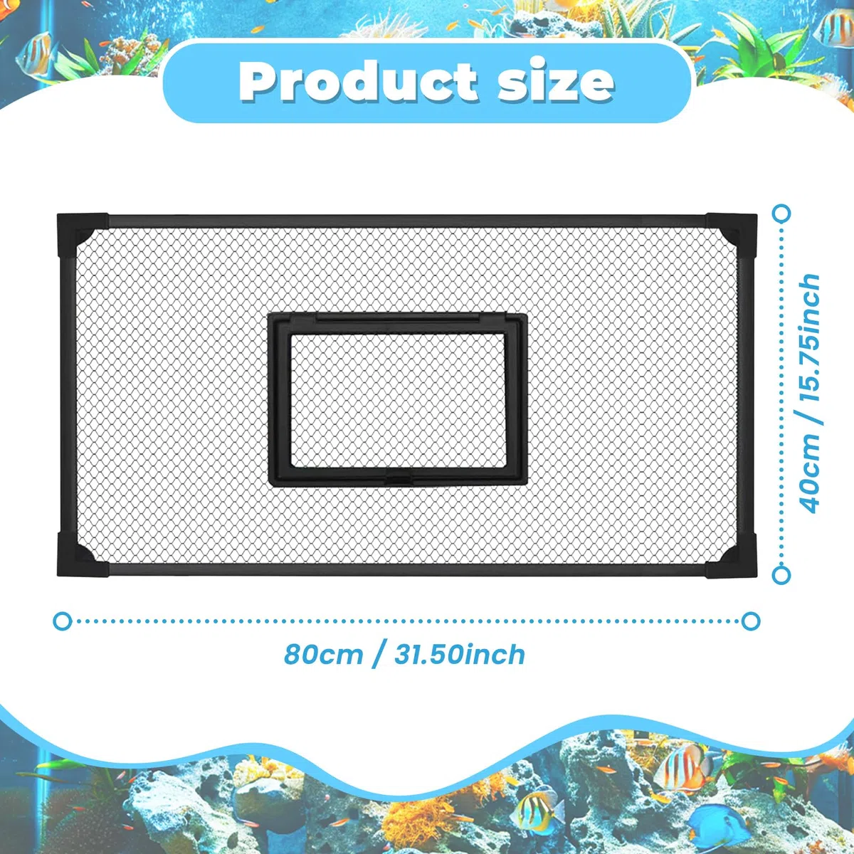 Baoblaze Coperchio del Serbatoio di Ricambio Auto-assemblante Copertura Anti-Salto Copertura Nera per Acquario Accessori Multifunzione Facile da Installare, 80x40 Cm