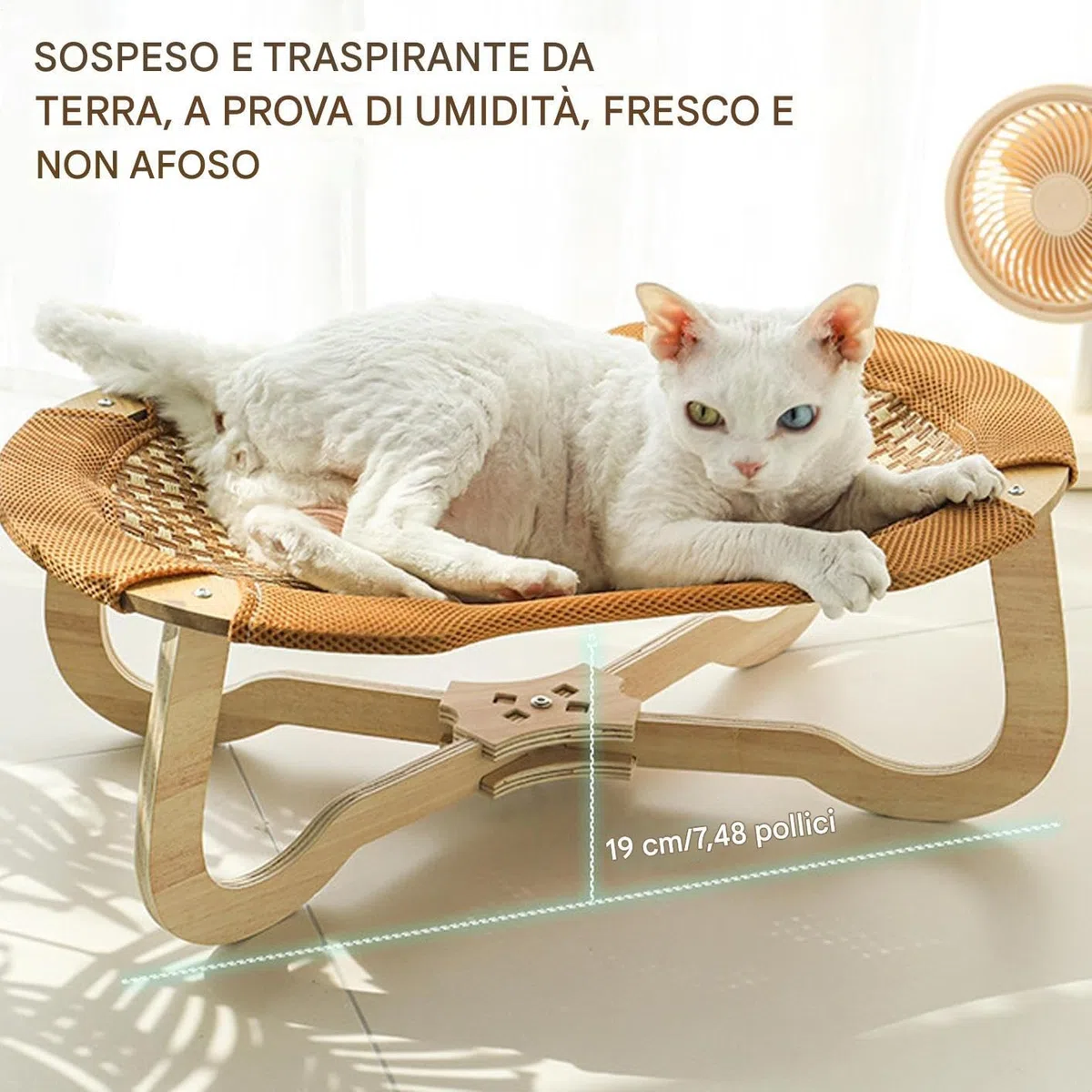 Sedia Gatto In Rattan | Lettino Rialzato Rinfrescante in Rattan per Gatti | Resistente Ai Graffi Per Animali Salotto Balcone