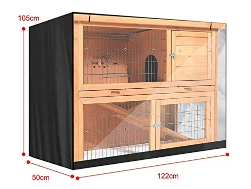 Copertura per conigliera traspirante per conigli, grande, copertura impermeabile antivento per gabbie per animali domestici, per gatti, conigli, cani, colore nero, 122 x 50 x 105 cm