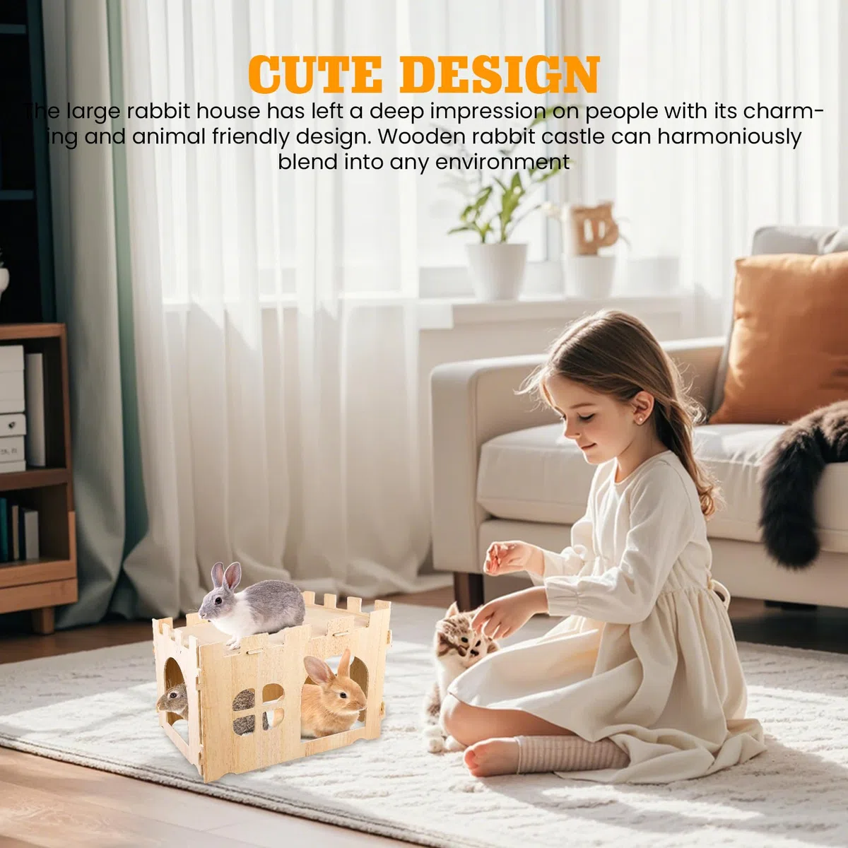Grande Casa per Conigli: Grande Casa per Piccoli Animali, Casetta in Legno per Nascondersi, Ideale per Porcellini d'India, Conigli Nani e Altri Roditori (40 * 30 * 30cm)