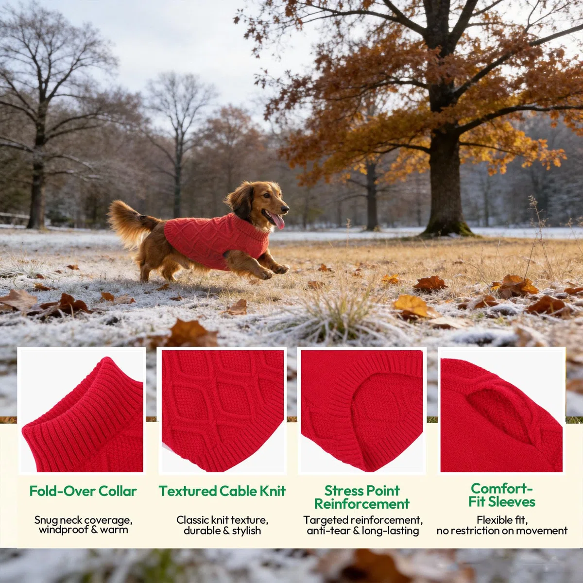 KONVINIT Maglione per Cane Piccolo Senza Maniche a Collo Alto Maglia Morbida ed Elastica Maglioncino Cane Chihuahua - Rosso Natalizio/Blu