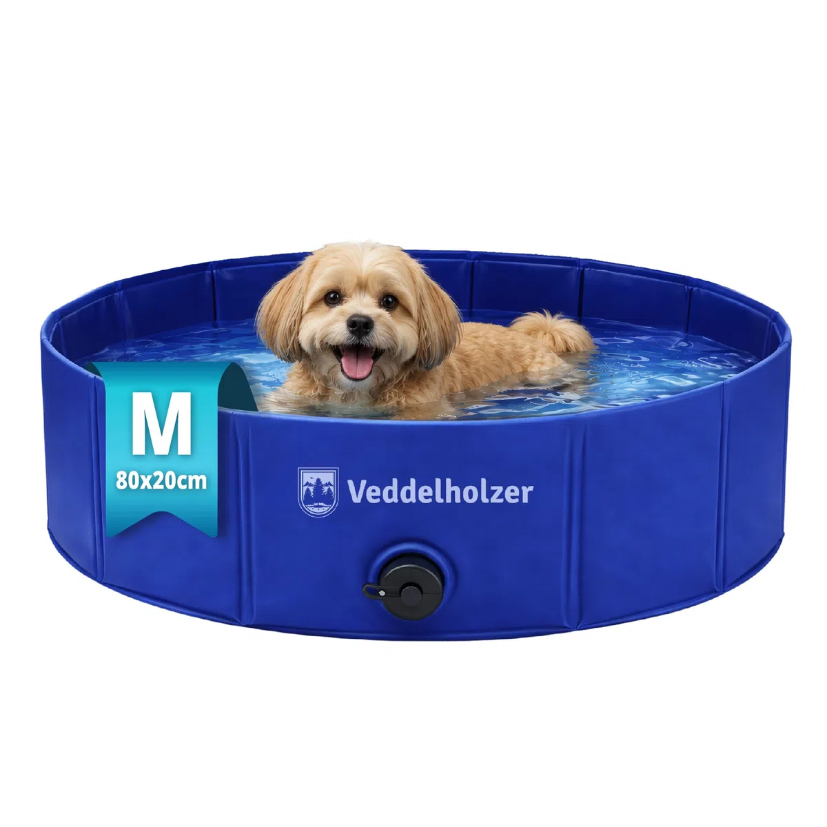 Piscina per cani pieghevole Veddelholzer (M) 80 x 20 cm Antiscivolo – Piscina per cani robusta, salvaspazio e stabile, ideale per giardino e balcone, montaggio rapido senza gonfiaggio, per cani