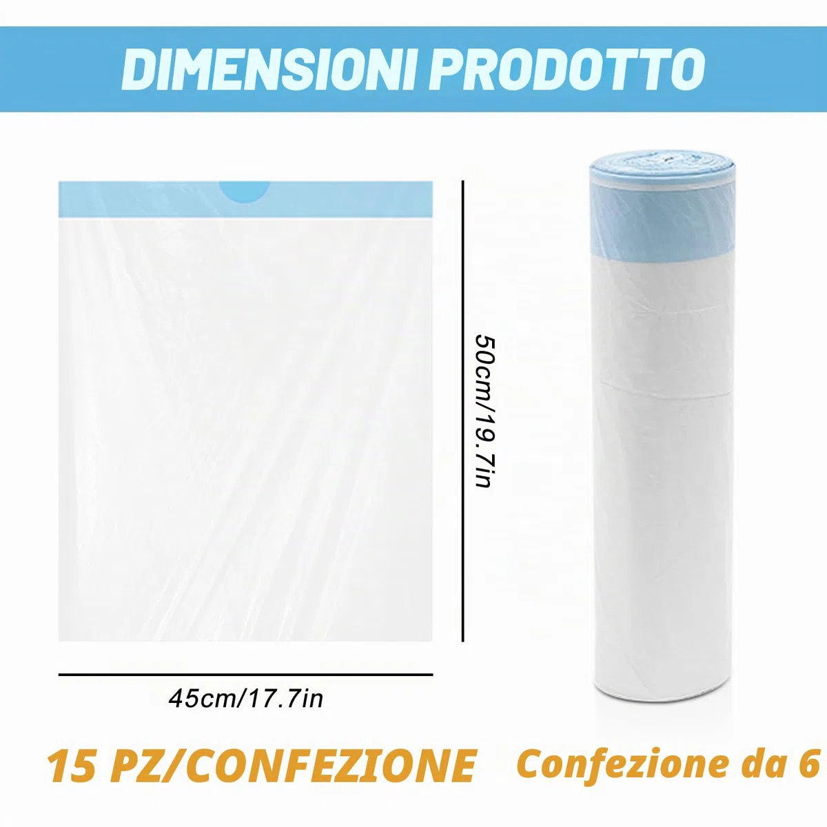 Sporgo 90 Sacchetti per la Spazzatura Con Maniglia: Autopulenti per Gatti, 45 x 50 cm, per Lettiera, Resistenti Con Cordoncino