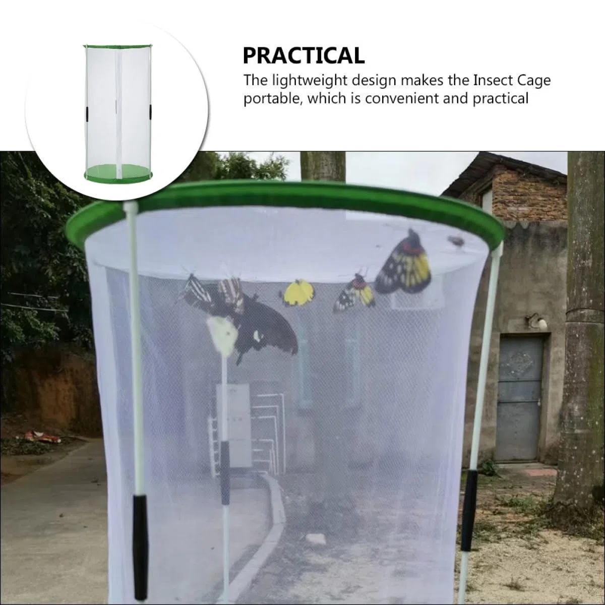 Gabbia di Allevamento per Farfalle Cilindrica Φ30×60 Cm in Rete Trasparente Cerniera Apribile, Habitat Portatile per Osservazione e Incubatrice per Insetti, Adatta per Spazi