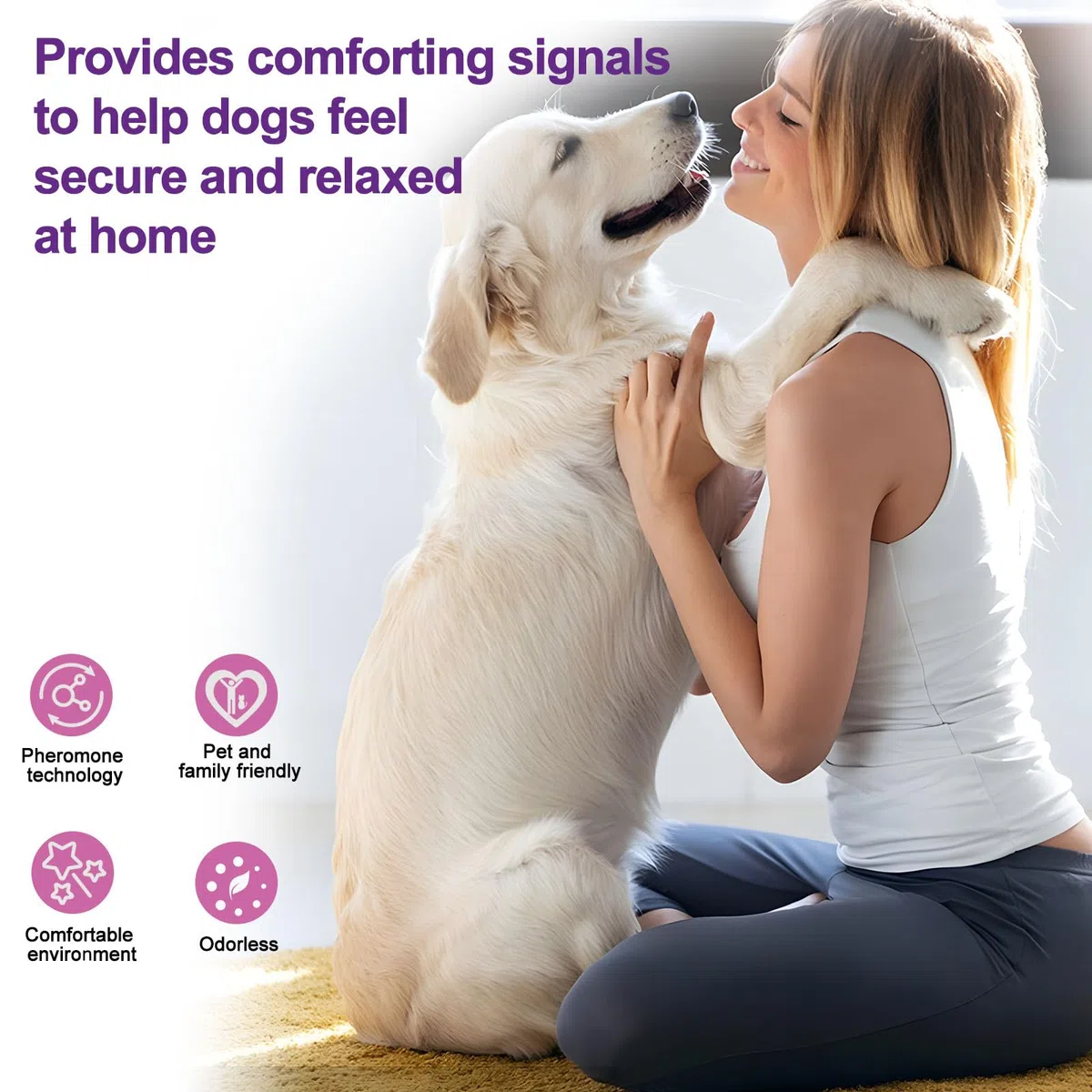 Diffusore di Feromoni Calmanti per Cani, 1 Diffusore + 3 Ricariche, Riduce Ansia da Separazione, Stress, Abbaiare e Mordere, Effetto Calmante e Rilassante (3)