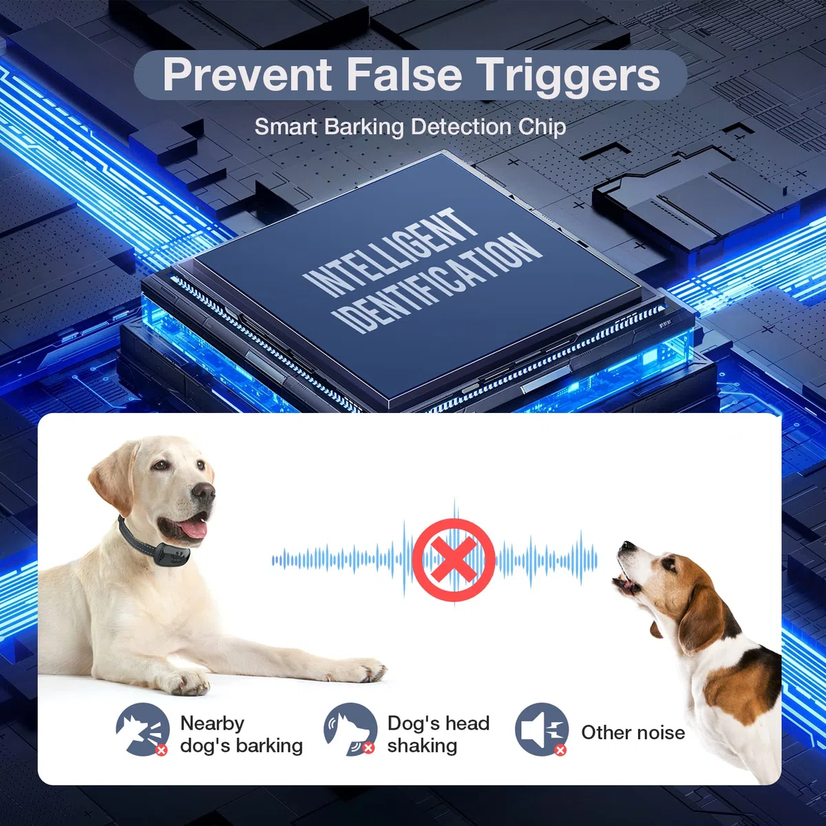 MASBRILL Collare Antiabbaio, Collare Antiabbaio Ricaricabile per Cani di Piccola Media Grande Taglia, Dispositivo Antiabbaio con Suono e Vibrazione 7 Livelli di Sensibilità - Nero