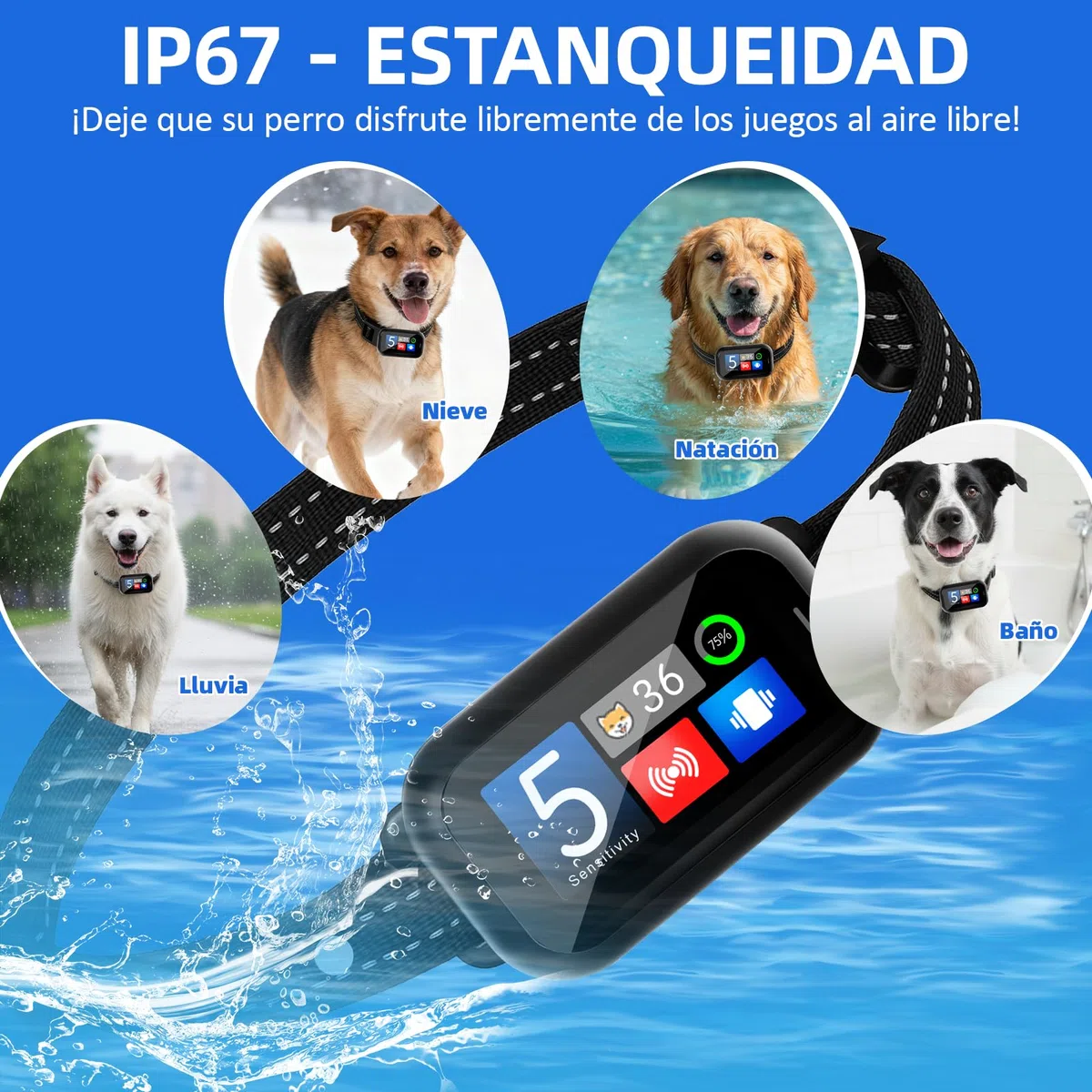 Collare Antiabbaio per Cani Piccoli Medi Grandi, Collare Addestramento Intelligente con 5 Modalità e Sensibilità Regolabile, Display LED, Batteria USB Ricaricabile, IP67 Impermeabile