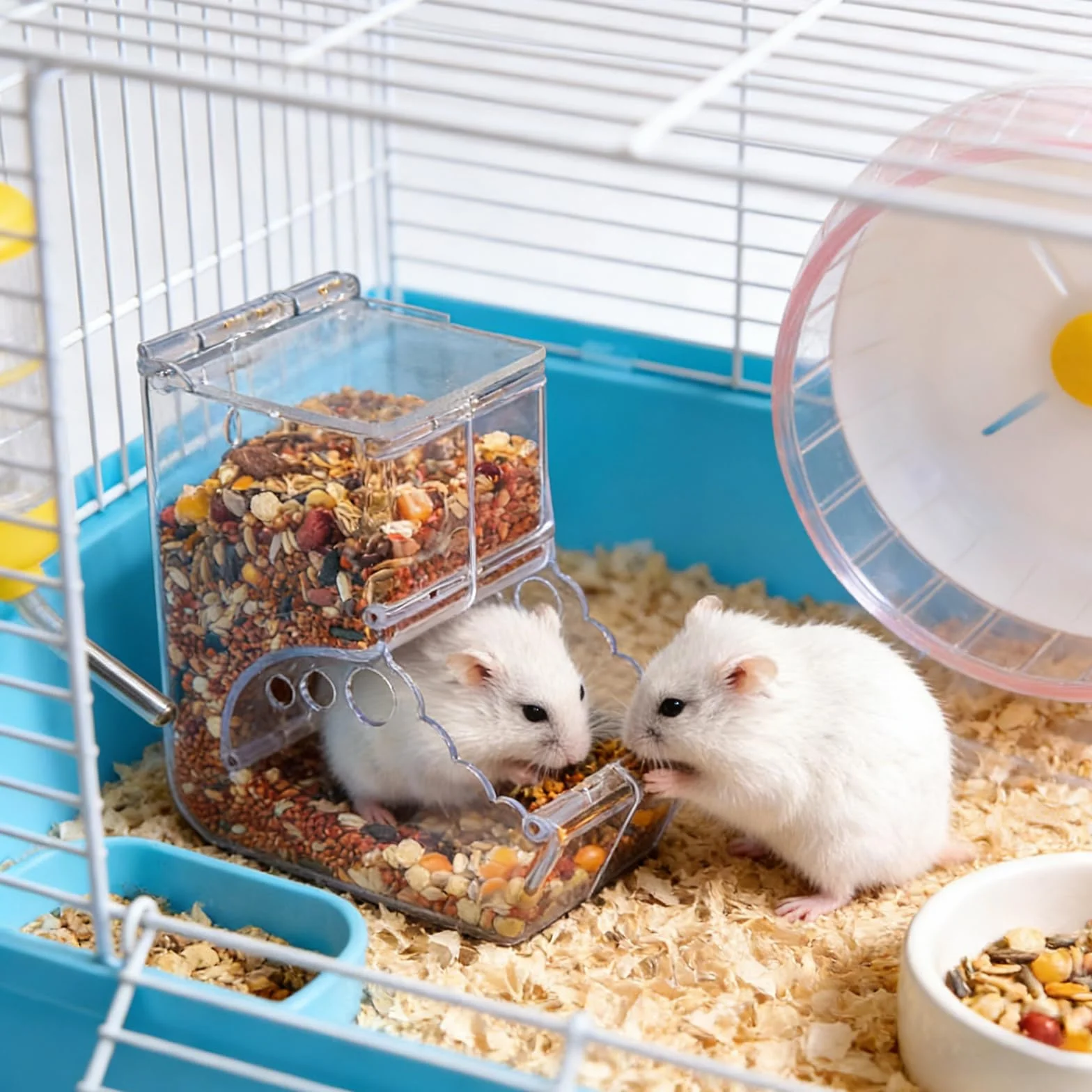 Distributore automatico di cibo per criceti, Acrilico Trasparente, Mangiatoia per Criceti Automatica, Hamster Feeder, Alimentatore Automatico a Gravità, per Criceti, Scoiattoli e Altri Piccoli Animali