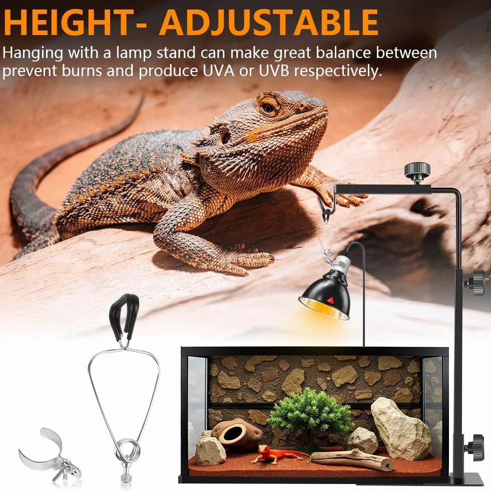 HOTUT Lampada Riscaldante Tartarughe Rettile, Lampada Riscaldante UVA UVB, Kit Illuminazione Tartaruga Acquario con Timer, Temperatura Regolabile, per Tartaruga Serpente Lucertola Cacatua Camaleonte