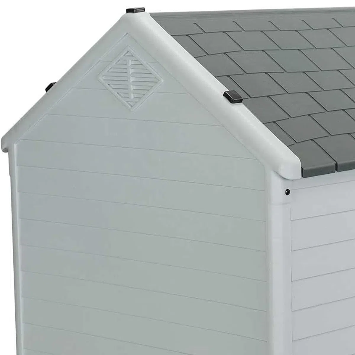 Aqpet Cuccia per Cani in Plastica per Esterno Interno Casa Giardino, Impermeabile con Pavimento Rialzato, per Cani Taglia Media 87 x 78 x 81 H, Grigio