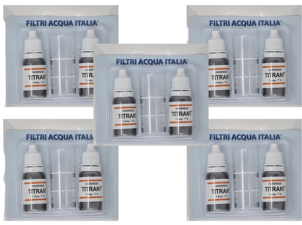 Titrant Kit Analisi Durezza Acqua (Gradi Francesi) per Misurarae Calcare Set 10 Pz.Filtri Acqua Italia