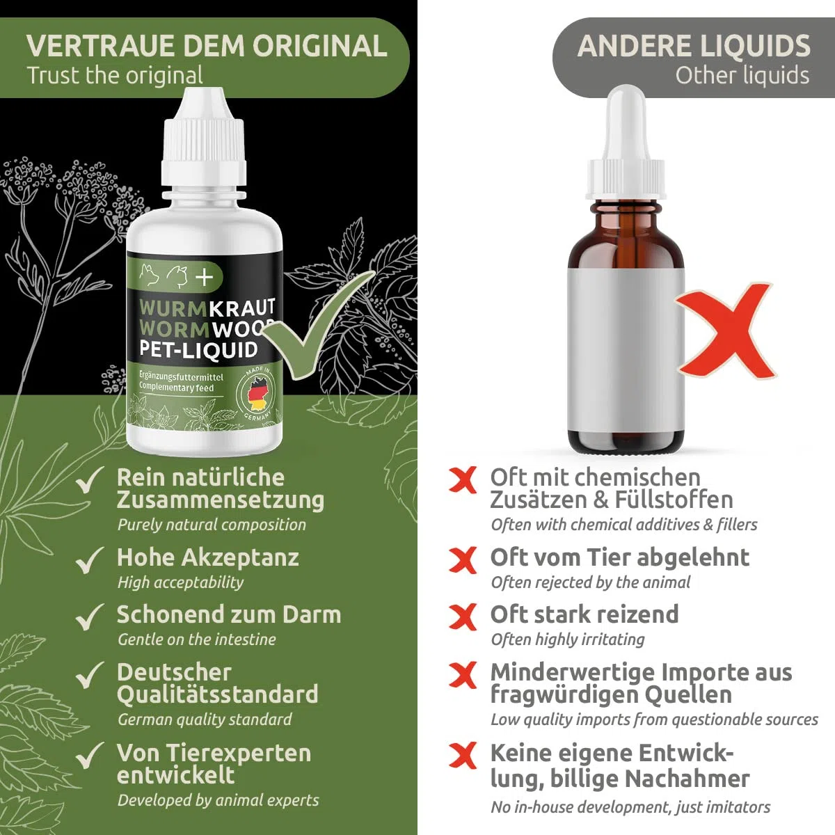 GreenPet Pet Anti-Parasite Liquid per cani, gatti e conigli - Alternativa naturale per la prevenzione e il trattamento dei vermi
