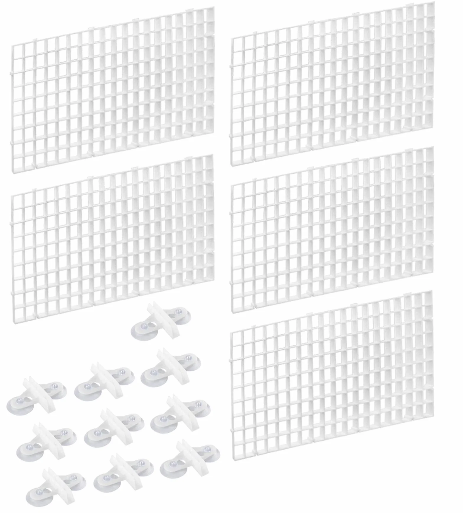WANGCL 5 divisori per Acquario, divisori per Acquario, Griglie per filtri per acquari, griglia di separazione per acquari, griglia di Isolamento con 10 Clip per Ventosa, Colore Bianco