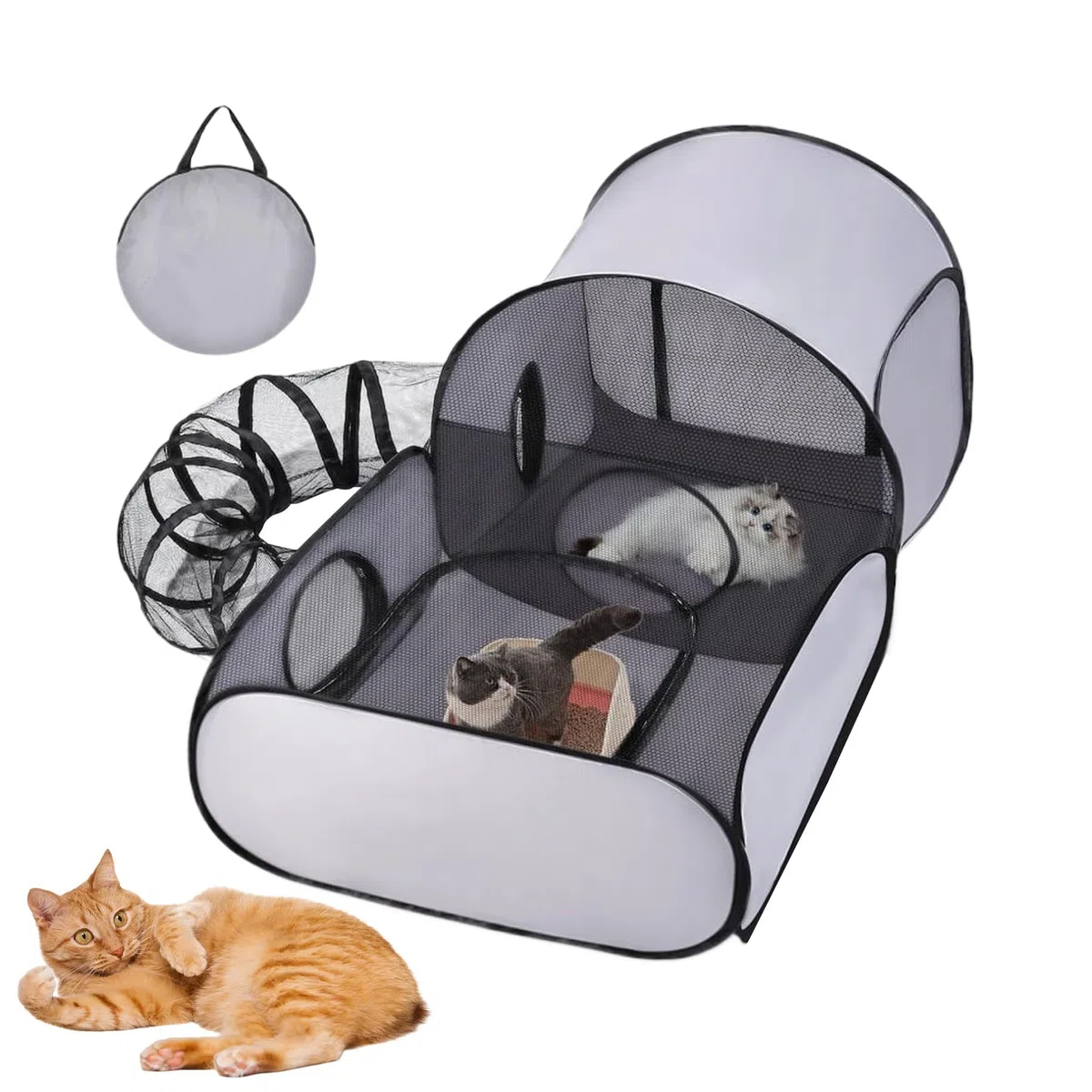 Box per gatti da esterno, a tunnel per gattini, recinzione pieghevole, giochi interattivi, giochi per gattini, cuccioli, piccoli animali, viaggi all'aperto